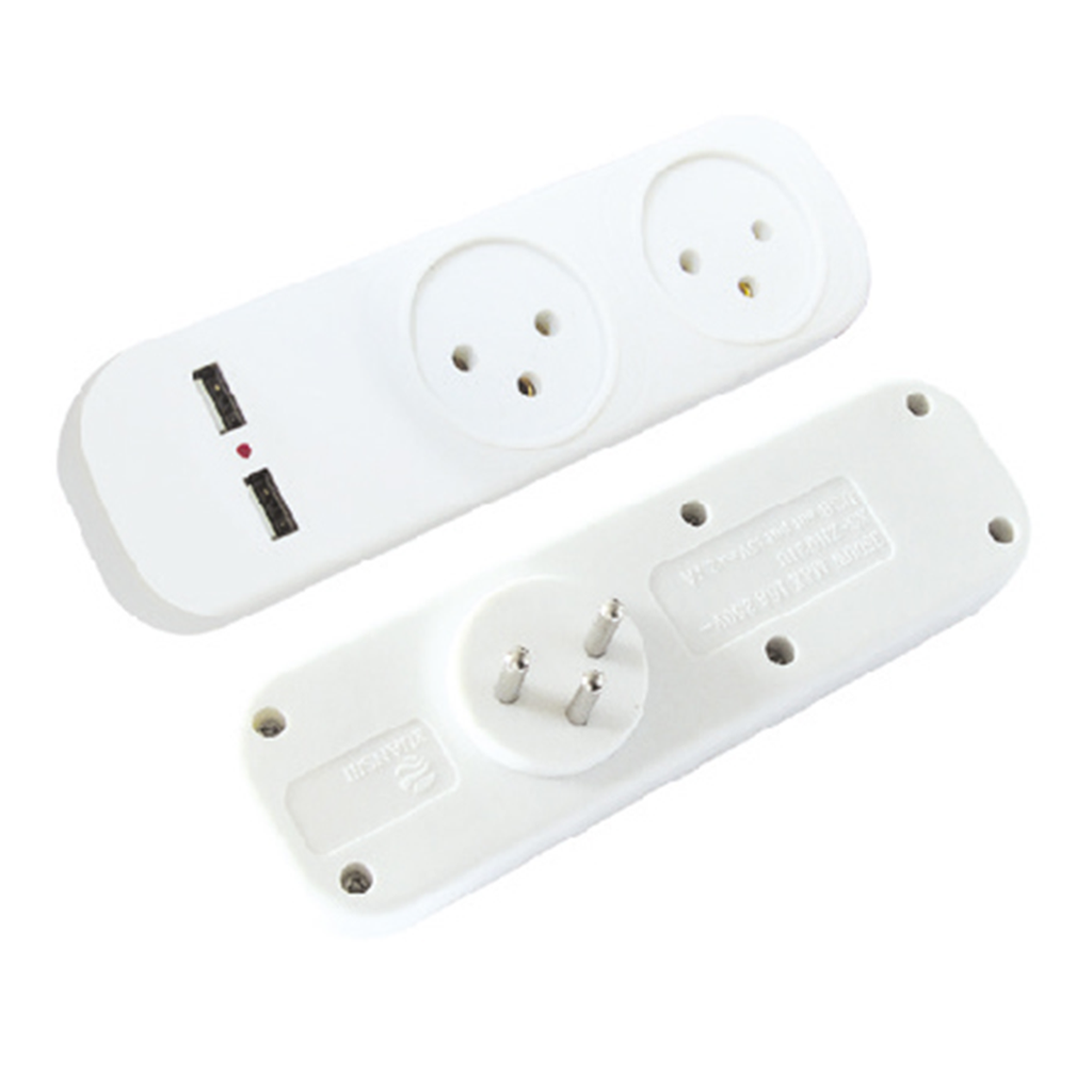 موزع ثنائي مع 2 يو اس بي - HORIZONTAL SPLITTER INCLUDE 2 POWER SOCKET & 2 USB
