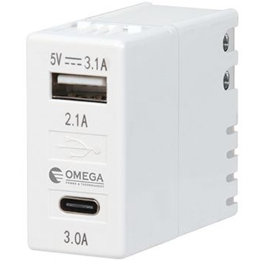 [GW1-USB-C-A-3.1A] ابريز شاحن 1 يو اس بي + 1 تايب سي يركب على الجيفز USB A+C