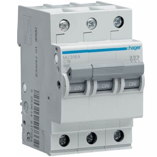 [HAGER-MU320] قاطع هاجر 3 فاز 20 امبير -  MCB 3*20 A HAGER