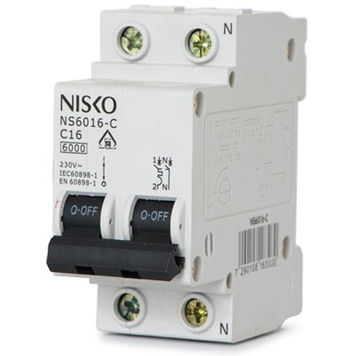 [NISKO-87511516] قاطع نسكو 2*16 امبير  -  MCB 2*16 A NISKO