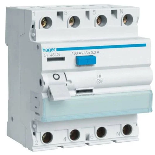 [HAGER-CF480] امان لمس ارث ليكج هاجر 3 فاز 80 امبير - ELCB 4*80 A HAGER