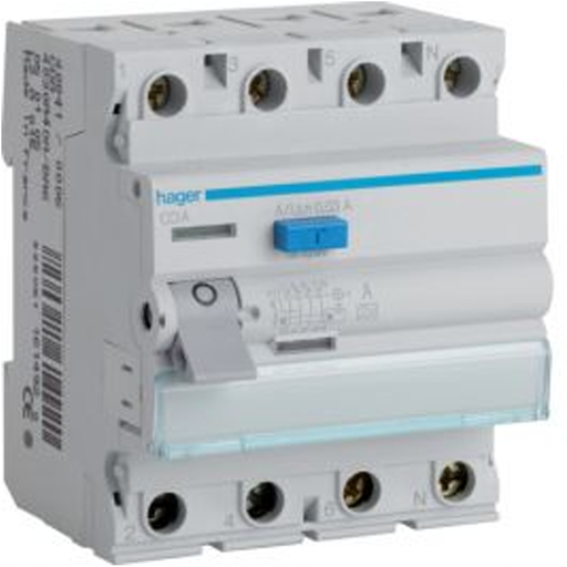 [HAGER-CD463] امان لمس ارث ليكج هاجر 3 فاز 63 امبير - ELCB 4*63 A HAGER