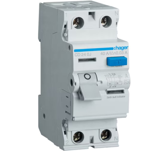 [HAGER-CD240] امان لمس ارث ليكج هاجر 1 فاز 40 امبير - ELCB 2*40 A HAGER