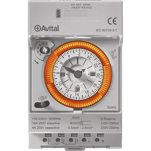 [TS2415] ساعة سبت افيتال مع بطارية - 24Hrs TIMER SWITCH AVITAL WITH BATTERY