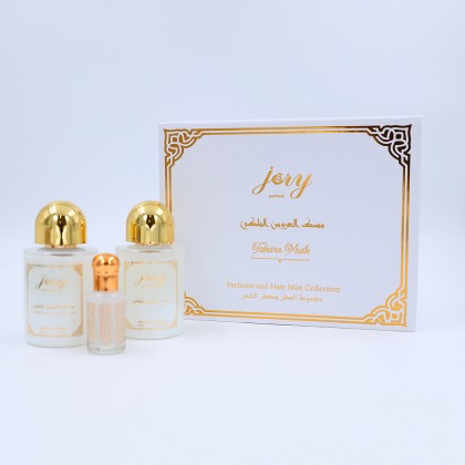 طقم مسك العروس الملكي طهارة مسك 3 قطع (معطر الجسم 50مل+معطر الشعر 50مل+مسك مُركز 10مل) من جوري