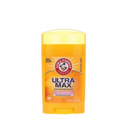 مزيل عرق سولد الترا ماكس بودر فريش من ارم اند هامر حجم 28 غم -Ultra Max Powder Fresh Deodorant By Arm & Hammer 28 G