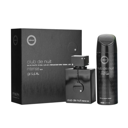 طقم عطر كلوب دي نوت انتنس من ارماف للرجال(2 قطعتين) - Armaf Mens' Club De Nuit Intense EDP (Club de Nuit Intense EDT 105ML+ Body Spray 200ml) Gift Set