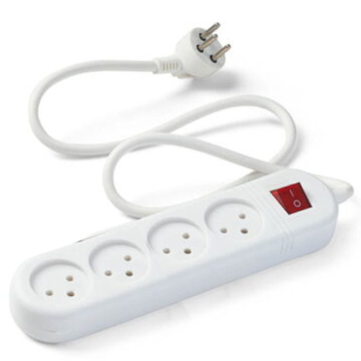 موزع مع سلك و مفتاح 1 متر 4 اباريز - POWER STRIP WITH SWITCH & CABLE 1M 4 SOCKETS