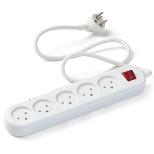 موزع مع سلك و مفتاح 1 متر 5 اباريز - POWER STRIP WITH SWITCH & CABLE 1M 5 SOCKETS