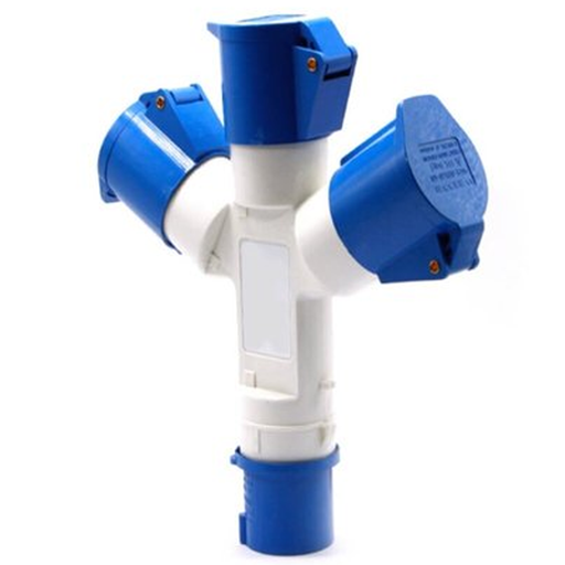 موزع ازرق 3 اباريز 3 بن 16 امبير - BLUE Portable Triple Splitter for 3 Sockets 3 PIN 16A