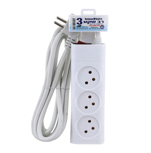 موزع مع سلك و مفتاح 3 متر 3 اباريز - POWER STRIP WITH SWITCH & CABLE 3M 3 SOCKETS
