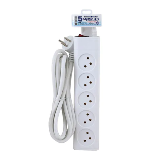موزع مع سلك و مفتاح 3 متر 5 اباريز - POWER STRIP WITH SWITCH & CABLE 3M 5 SOCKETS