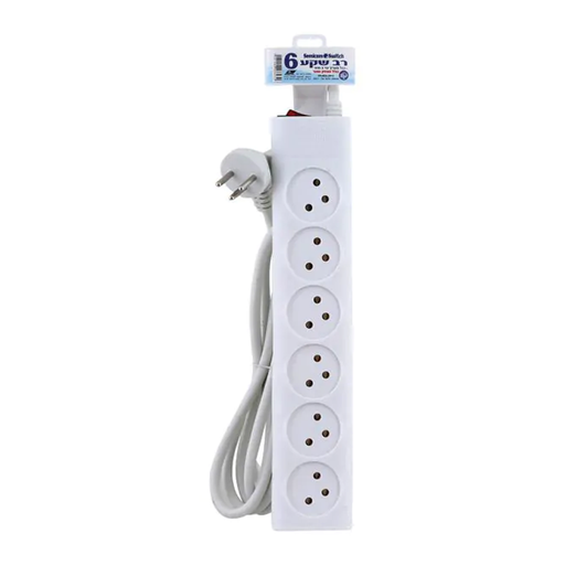 موزع مع سلك و مفتاح 3 متر 6 اباريز - POWER STRIP WITH SWITCH & CABLE 3M 6 SOCKETS